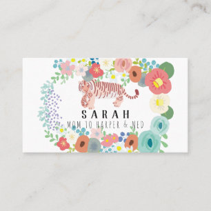 Flower Wreath Tiger Mum & Cub Mummy Business Card