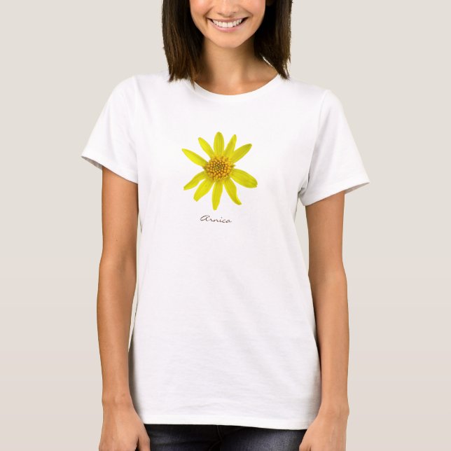 Flower Yellow Arnica with Text all Colours T-Shirt (Front)