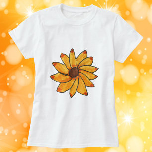 Flower Yellow Hand Drawn Marker Ink T-Shirt