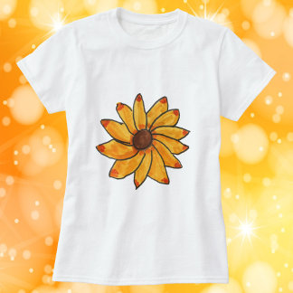 Flower Yellow Hand Drawn Marker Ink T-Shirt