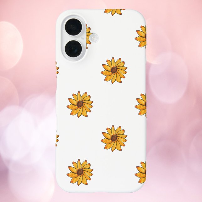 Flower Yellow Hand Drawn Pattern Case-Mate iPhone Case (A phone case with a pattern of yellow flowers.)