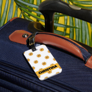 Flower Yellow Hand Drawn Personalise Luggage Tag