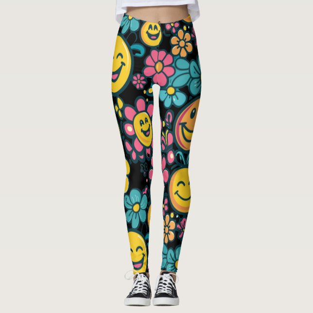 flower yoga gym Leggings (Front)