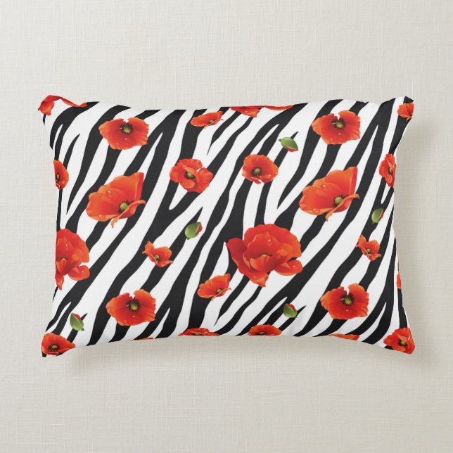 flower zebra seamless pattern decorative cushion (Front)