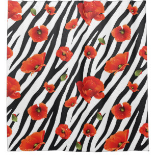 flower zebra seamless pattern shower curtain