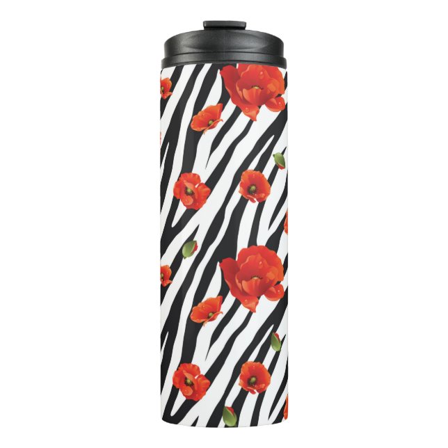 flower zebra seamless pattern thermal tumbler (Front)