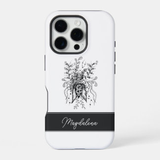 Flower Zen Art Hand-Drawn black & white - iPhone 16 Pro Case