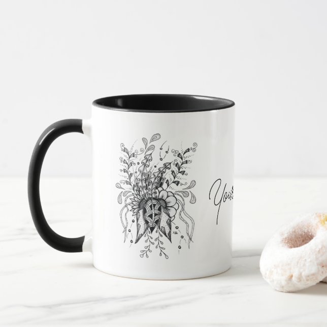 Flower Zena Art, drawn -  Mug (With Donut)