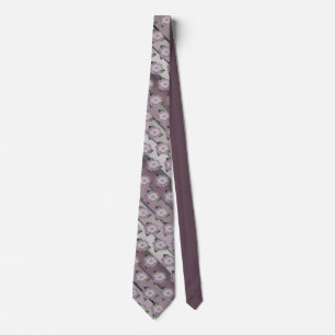 Flowered and stripe print in plum tie