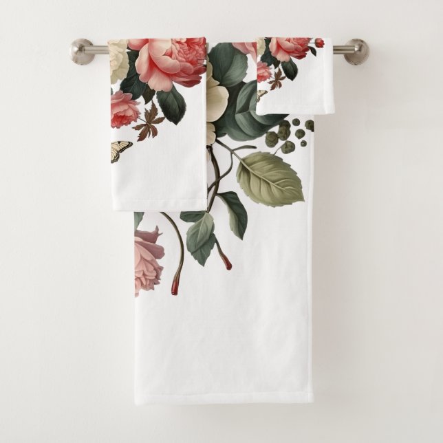 flowered bath towel set (Insitu)