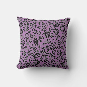 Flowered Black and Purple throw pillow