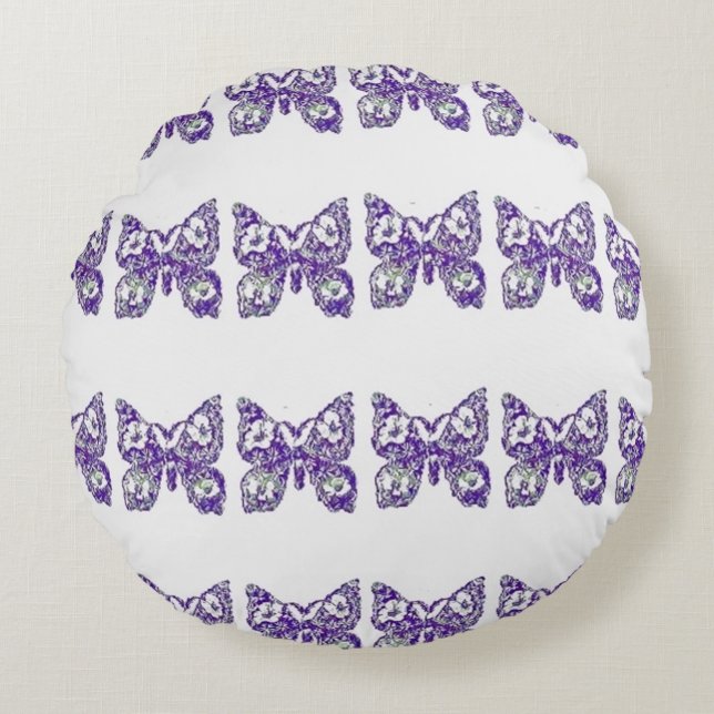 Flowered Butterflies Round Cushion (Front)
