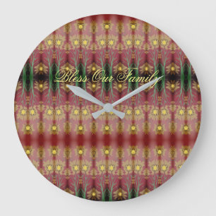 Flowered Clock With Bless Our Family Text