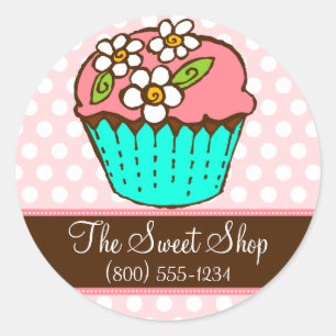 Flowered Cupcake - Custom Sticker