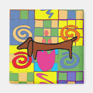 Flowered  Dachshund Magnet