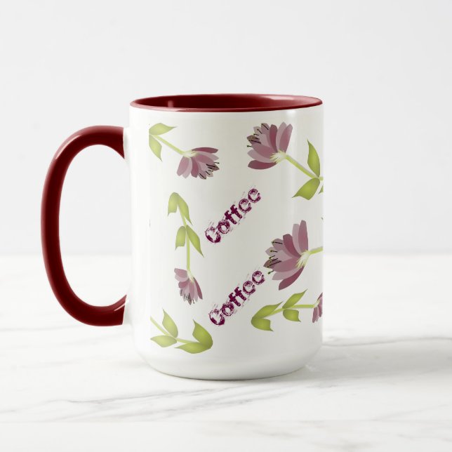 Flowered Design Print Mug (Left)