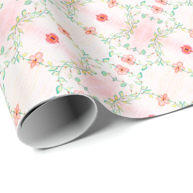 Flowered Everyday Pastel Shade Wrapping Paper (Roll Corner)