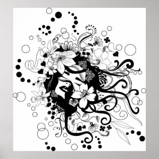 Flowered face poster