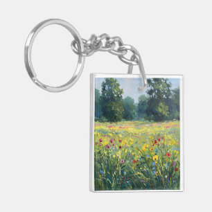 Flowered field key ring