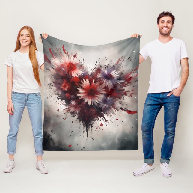 Flowered Heart Fleece Blanket (In Situ)