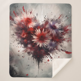 Flowered Heart Sherpa Blanket