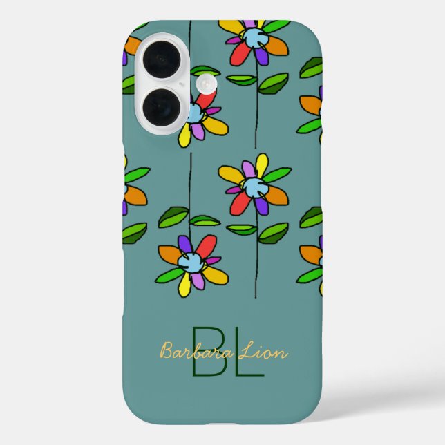 flowered on blue personalized Case-Mate iPhone case (Back)