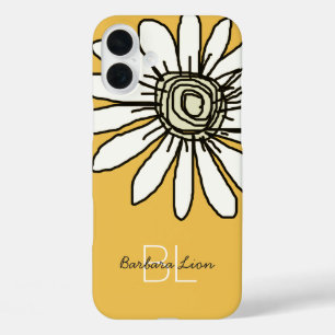 flowered on yellow personalised iPhone 16 plus case