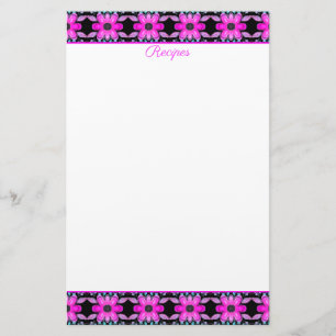 Flowered Patterned Recipe Sheets Stationery
