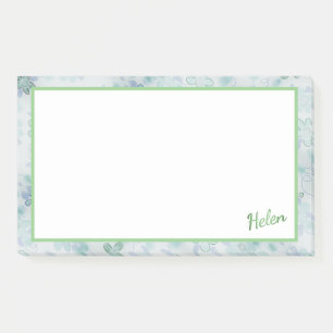 Flowered Post-it Notes For Helen or You in Green