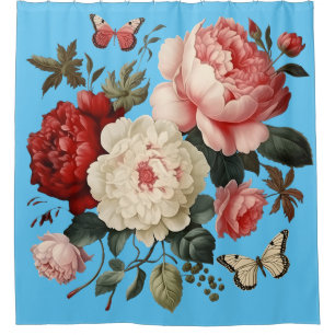 flowered shower curtain