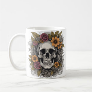 Flowered skeleton mug