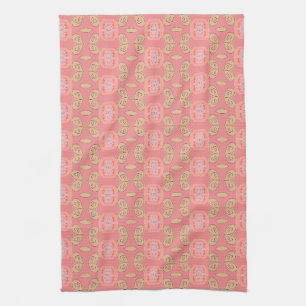 Flowered Tea Towel With Coral