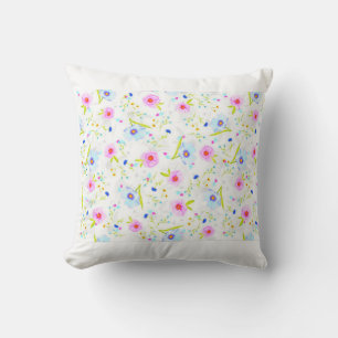 FLOWERED throw pillow in white.