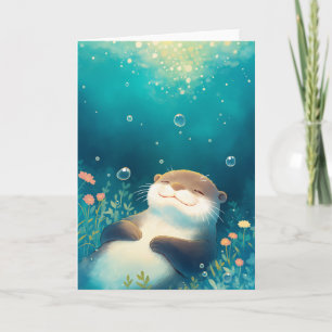 Flowered Waves Otter Dreamy Escape Card