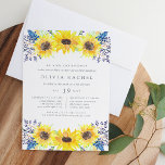 Flowerfields Bat Mitzvah Invitation<br><div class="desc">Our Flowerfields bat mitzvah invitation surrounds your daughter's bat mitzvah details with clusters of yellow watercolor sunflowers,  blue and purple buds,  and green foliage. A sweet choice for bat mitzvah celebrations in rustic outdoor or country settings. Includes space for both the religious ceremony and party or celebration to follow.</div>