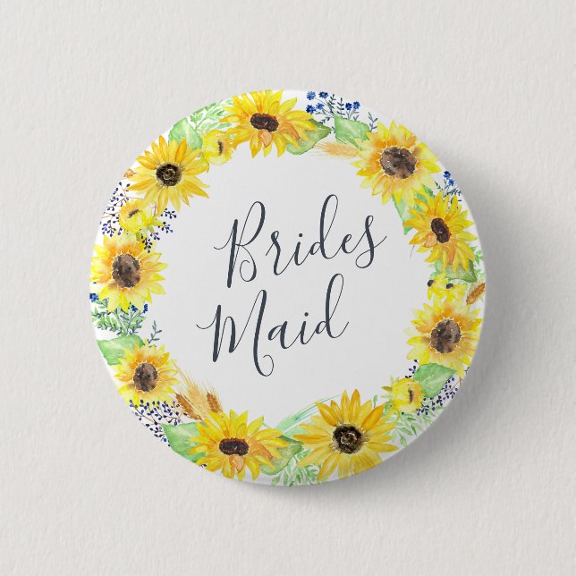 Flowerfields Bridesmaid 6 Cm Round Badge (Front)
