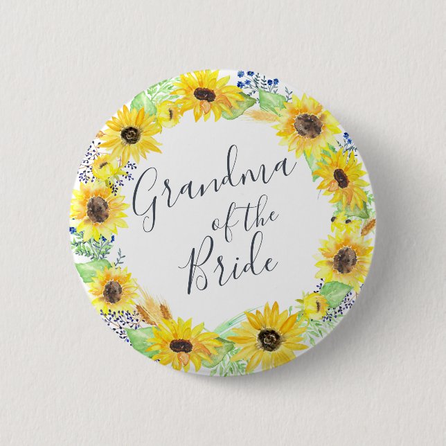 Flowerfields Grandmother of the Bride 6 Cm Round Badge (Front)