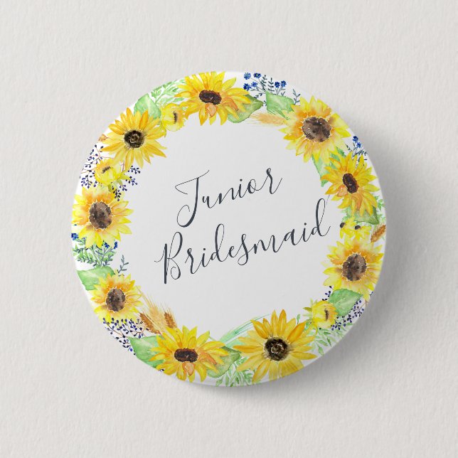Flowerfields Junior Bridesmaid 6 Cm Round Badge (Front)