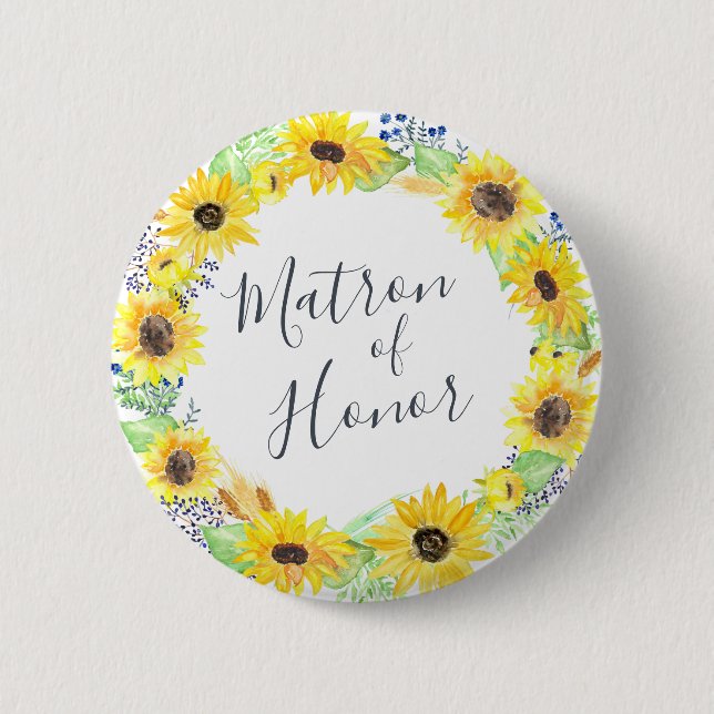Flowerfields Matron of Honour 6 Cm Round Badge (Front)