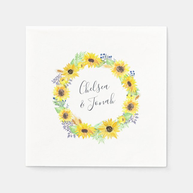 Flowerfields Personalised Wedding Napkin (Front)