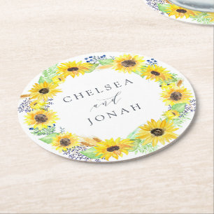 Flowerfields Personalised Wedding Round Paper Coaster