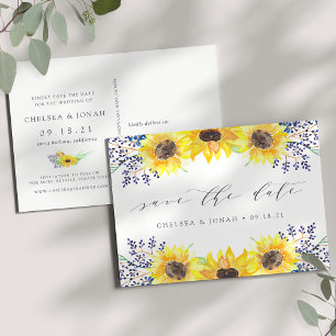 Flowerfields Sunflower Save the Date Postcard