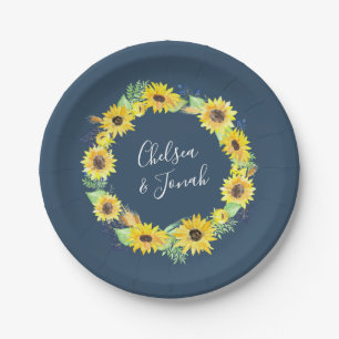 Flowerfields   Sunflower Wreath Wedding Paper Plate