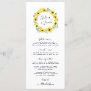 Flowerfields Wedding Menu Card