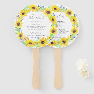 Flowerfields Wreath Wedding Program Hand Fan