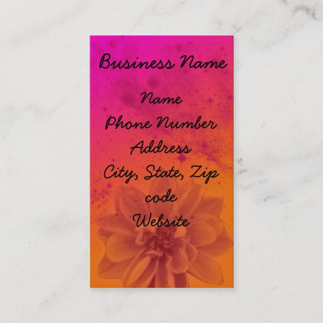 flowerfrontpink, Business Name, Name Phone Numb... Business Card (Front)
