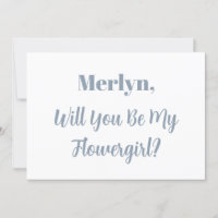 Flowergirl Custom Name Dusty Blue White Wedding