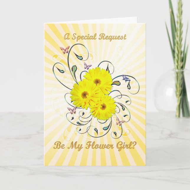 Flowergirl invitation, yellow flowers thank you card (Front)