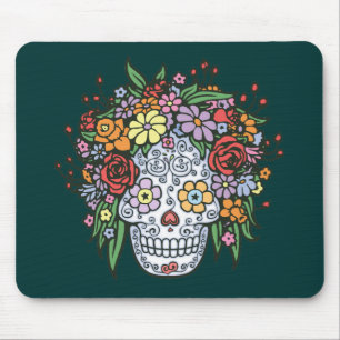 Flowerhair Sugar Skull Mouse Mat