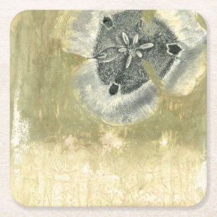 Flowerhead Abstract with Glazed Texture Square Paper Coaster